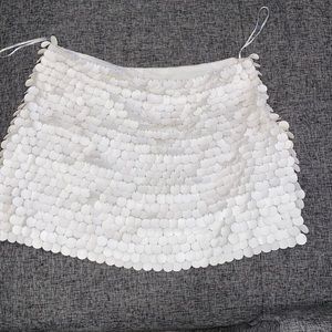 White leather detailed skirt